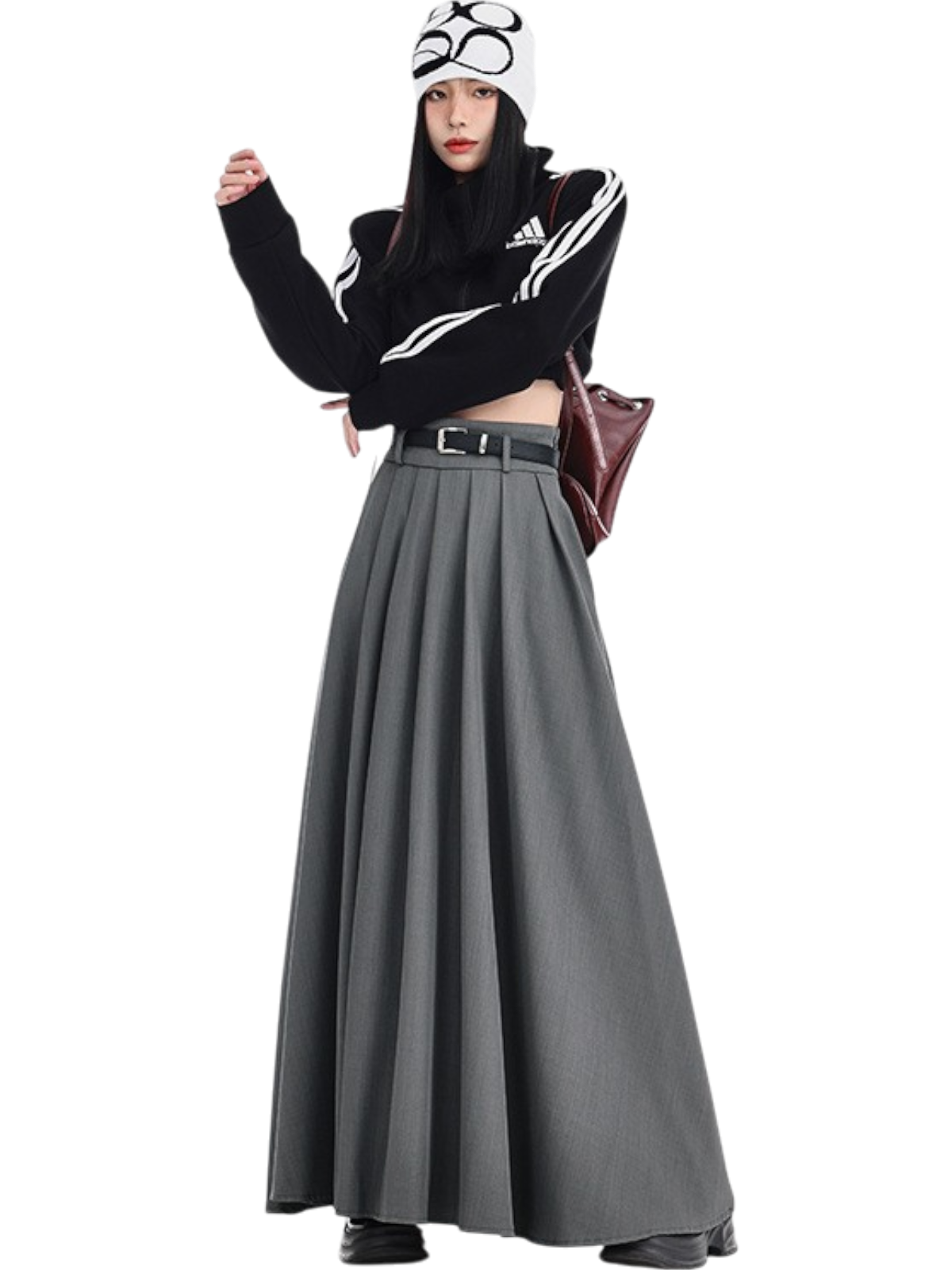 Mira Pleated Split Maxi Skirt