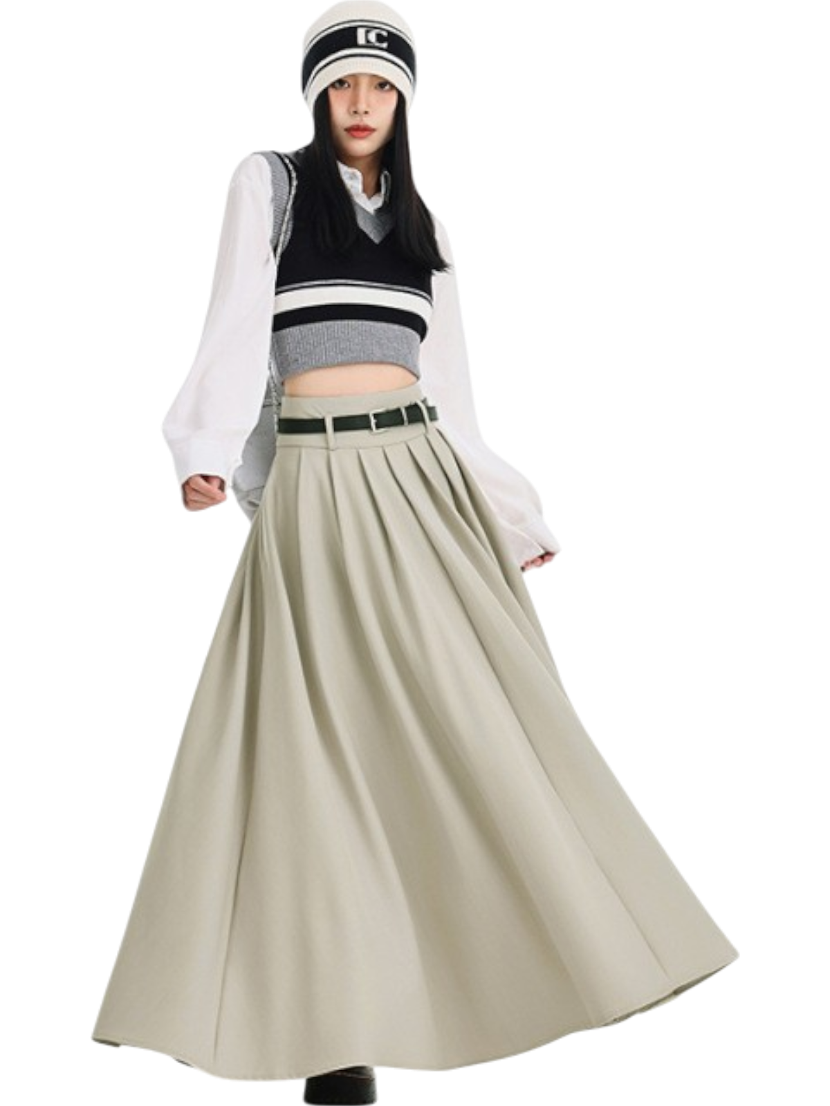Mira Pleated Split Maxi Skirt