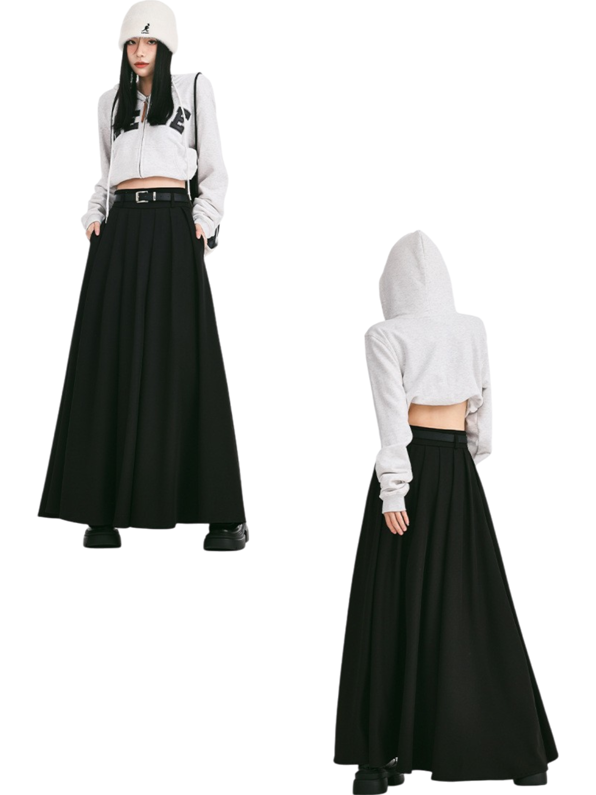 Mira Pleated Split Maxi Skirt