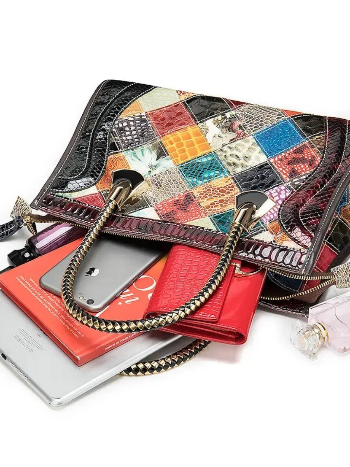 Ember Patchwork Leather Tote Bag