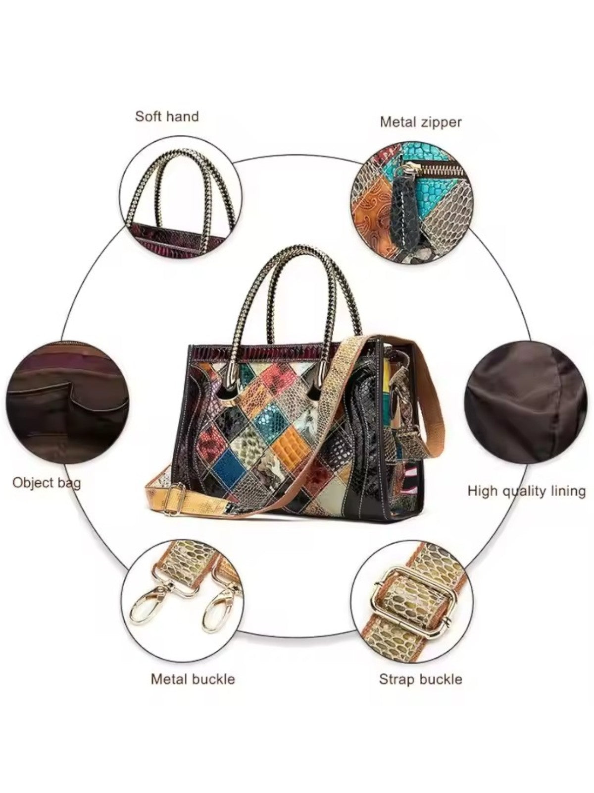 Ember Patchwork Leather Tote Bag