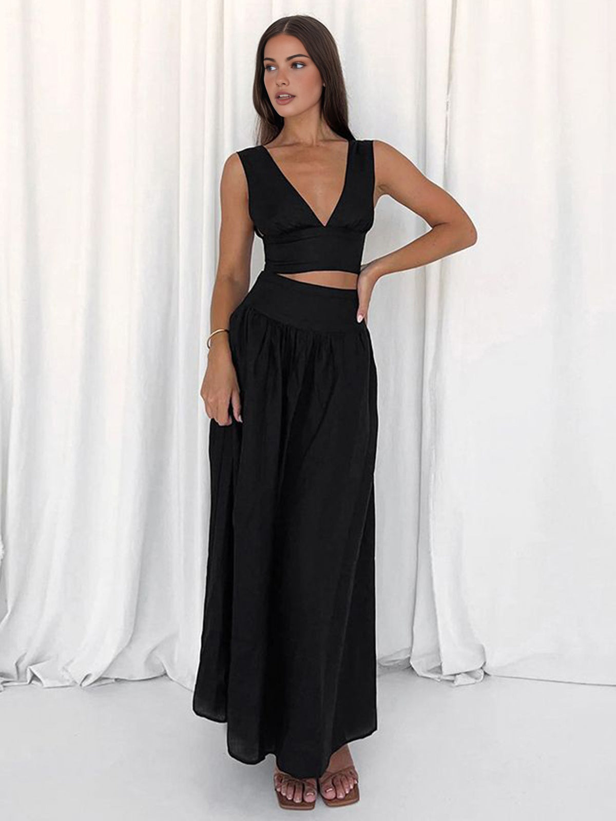 Lina V-Neck Skirt Set