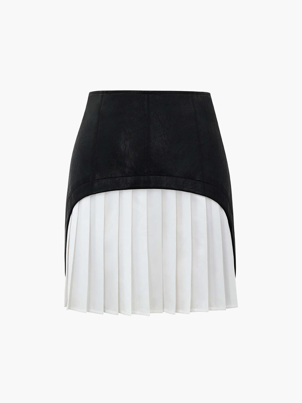 Lila Faux Leather Patchwork Pleated Mini Skirt