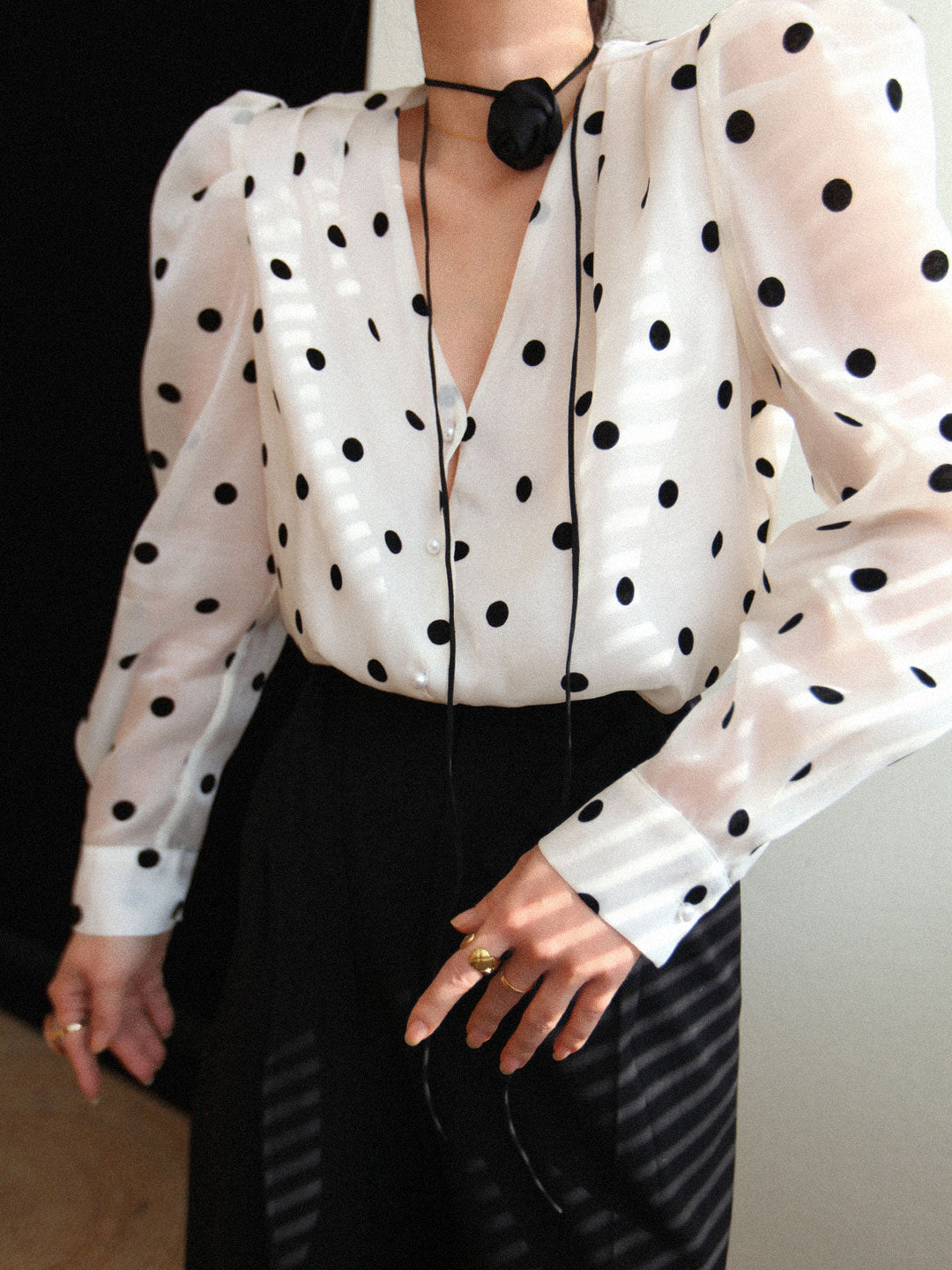 Sophia Polka Dot Sheer Blouse