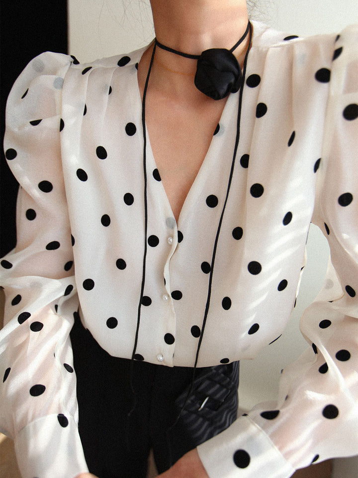 Sophia Polka Dot Sheer Blouse