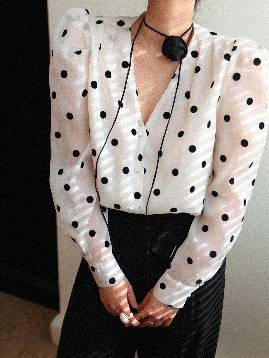 Sophia Polka Dot Sheer Blouse