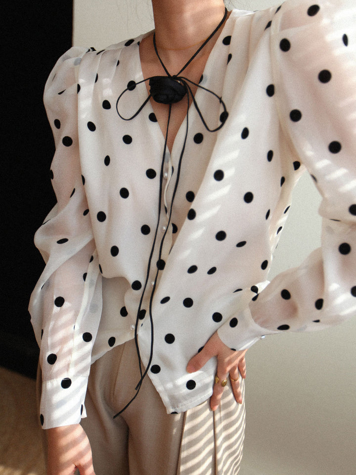 Sophia Polka Dot Sheer Blouse