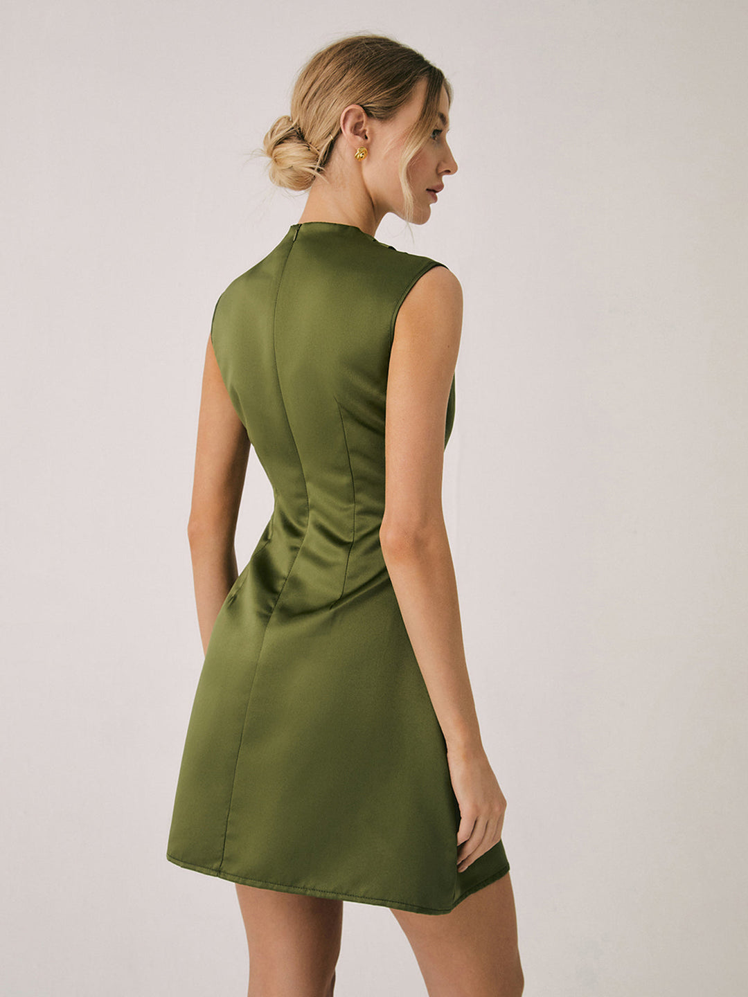 Aveline Satin Crew Neck Dress