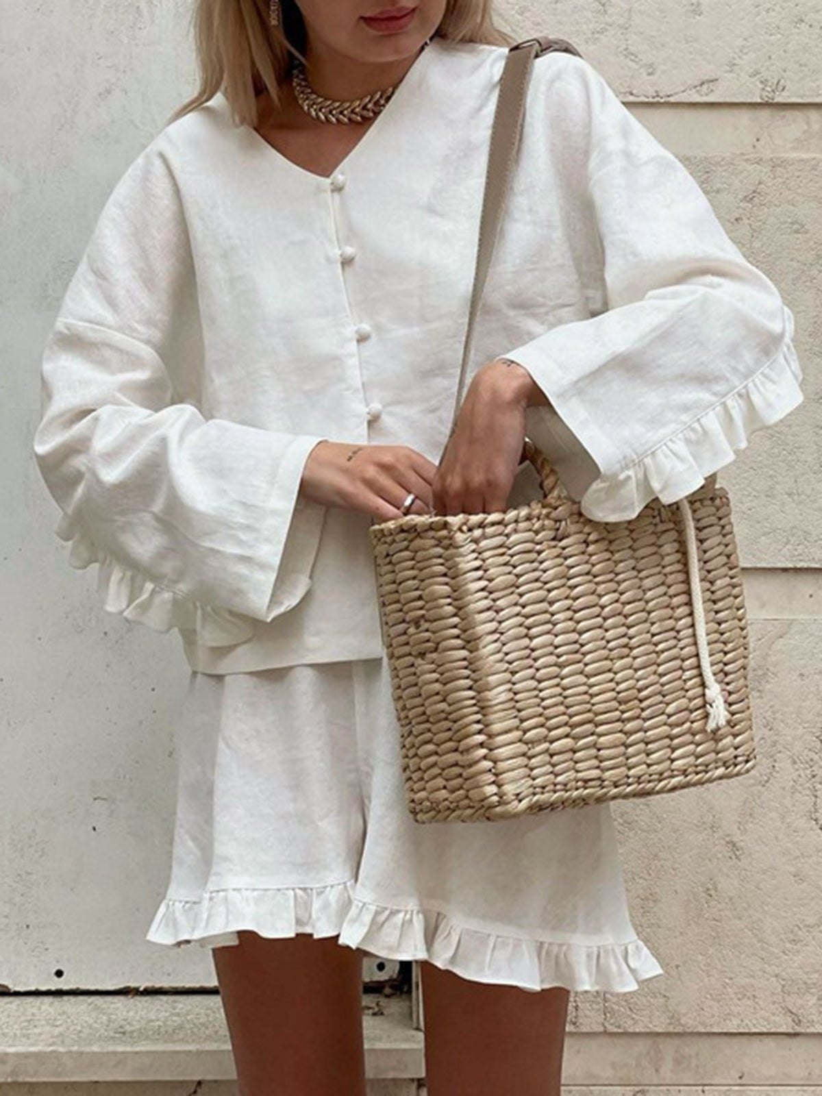 Amaya Ruffle Trim Shorts Set