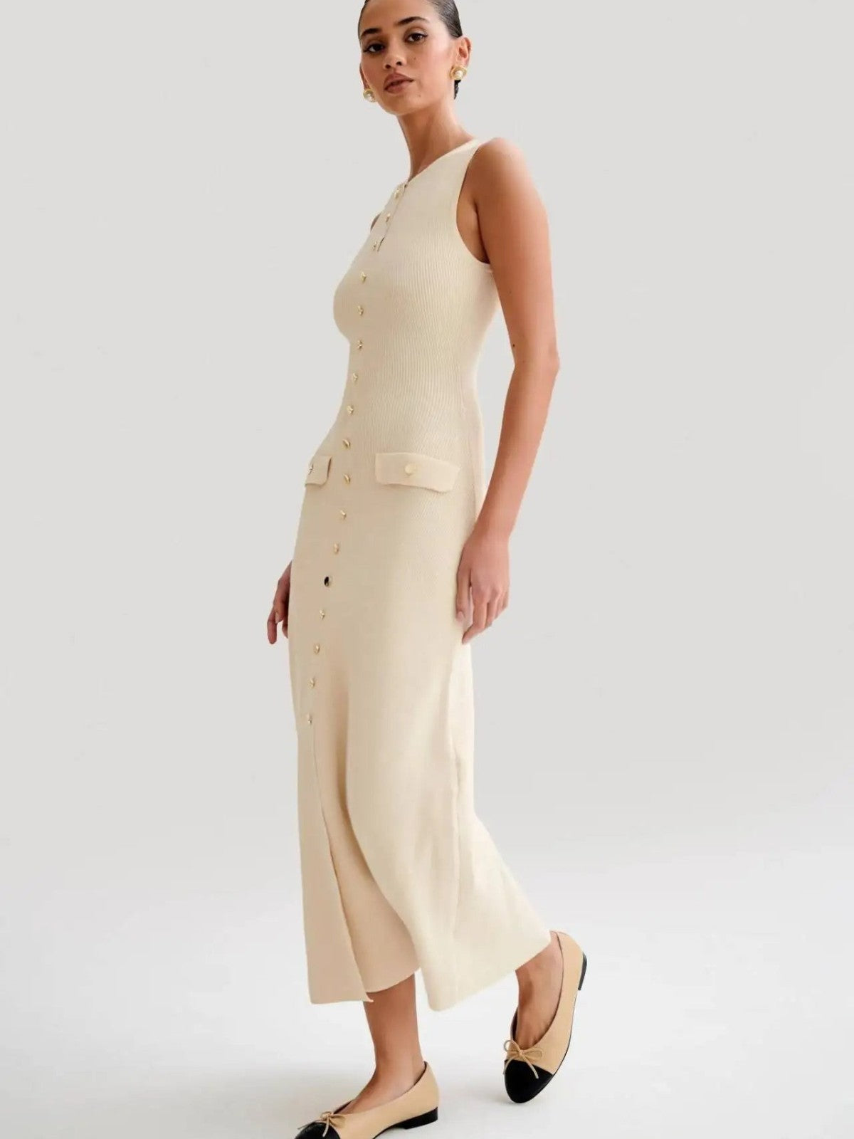 Sophie Button Knit Midi Dress