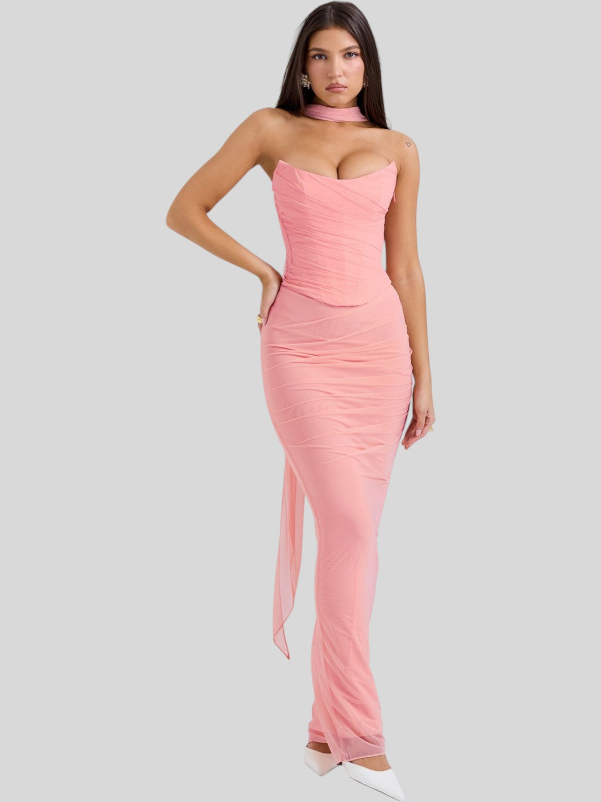 Isla Satin Crepe Corset Evening Gown