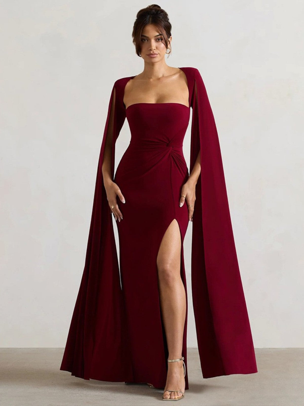 Valeria Cape Sleeve Evening Gown