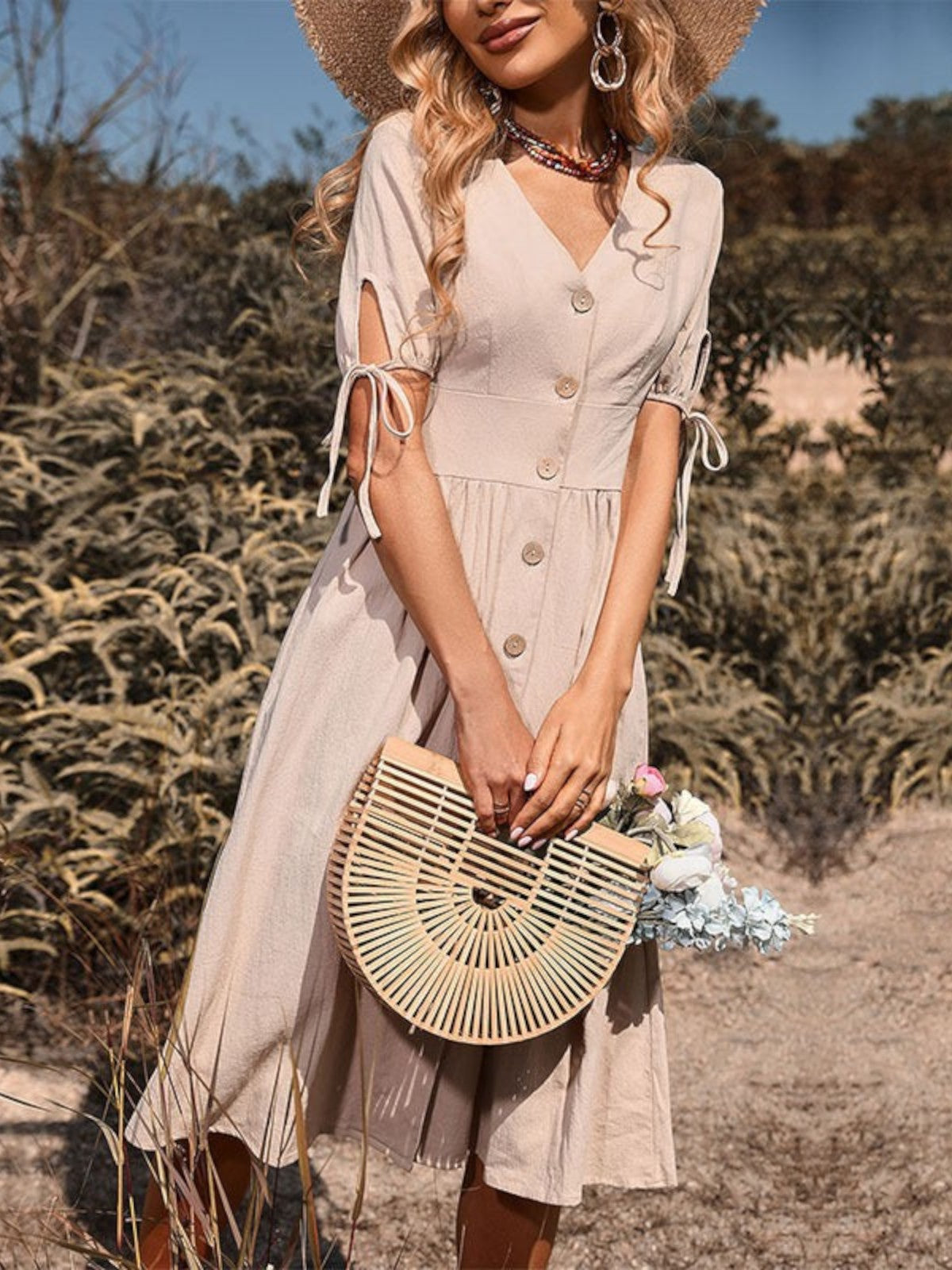 Sophia - Button-Down A-Line Midi Dress