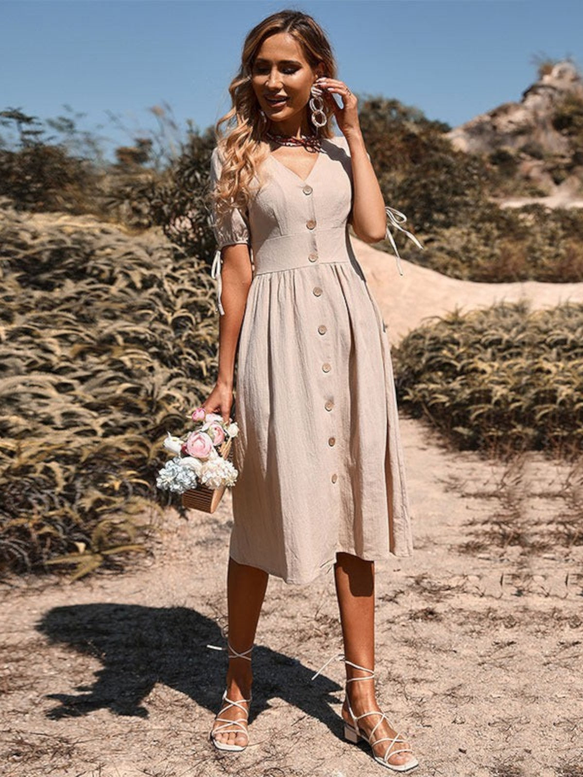 Sophia - Button-Down A-Line Midi Dress