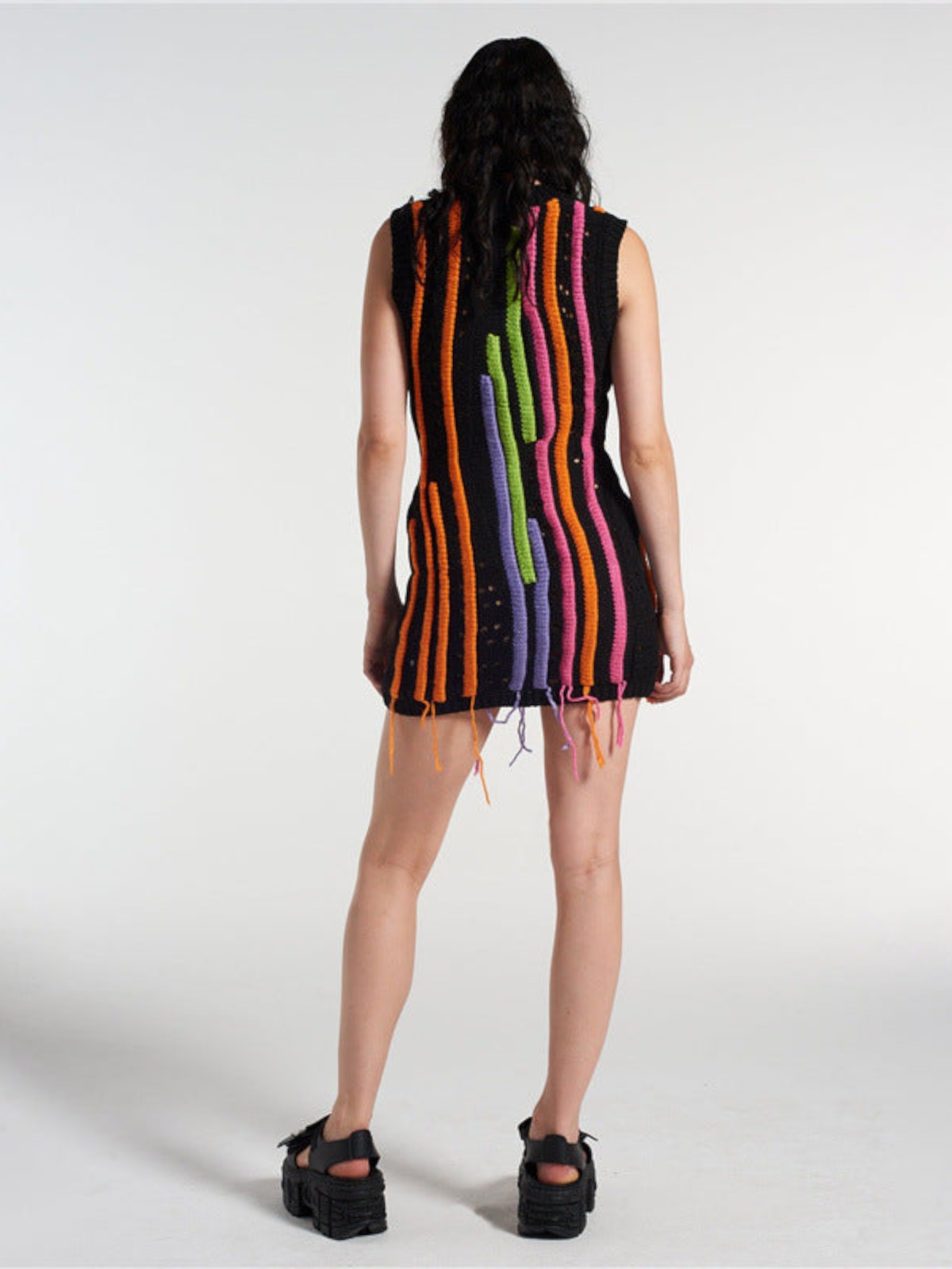 Tessa Vibrant Multicolor Crochet Knit Dress