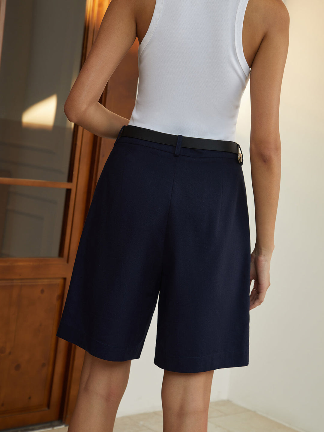 Aria Solid Pockets High-Waist Shorts