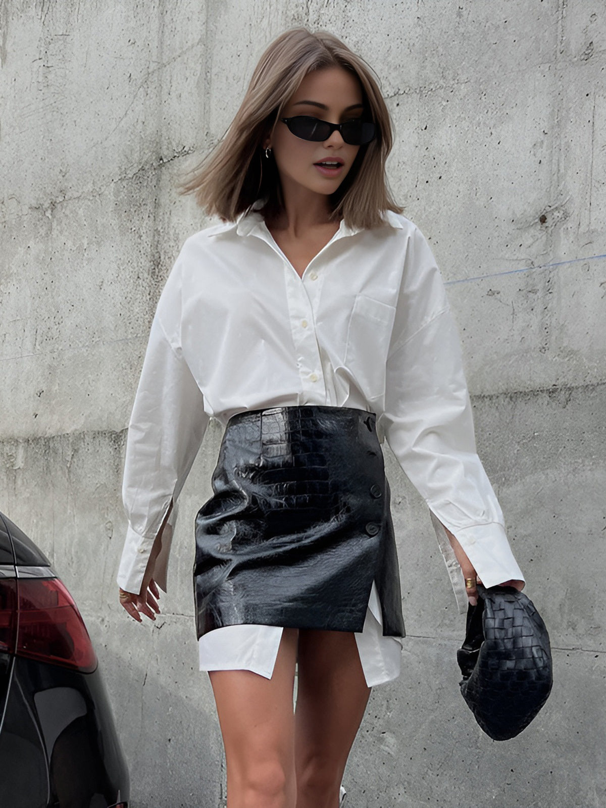 Isla Shirt & Faux Leather Skirt Set