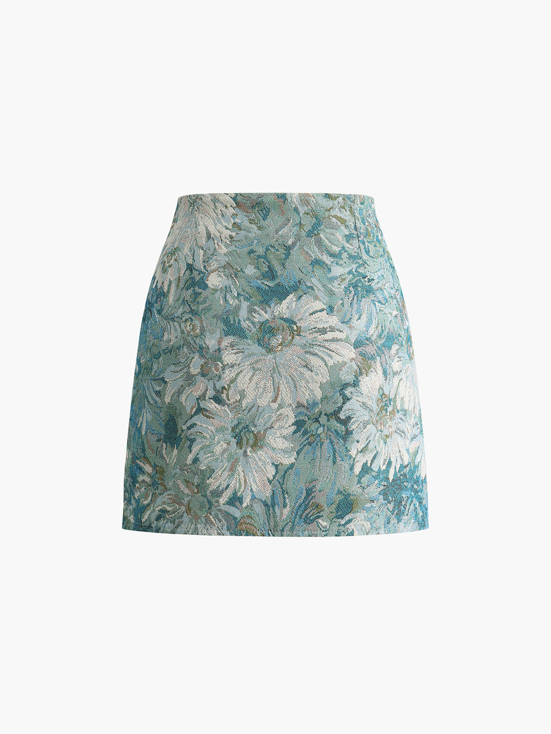 Lila Floral Embroidery Split Mini Skirt