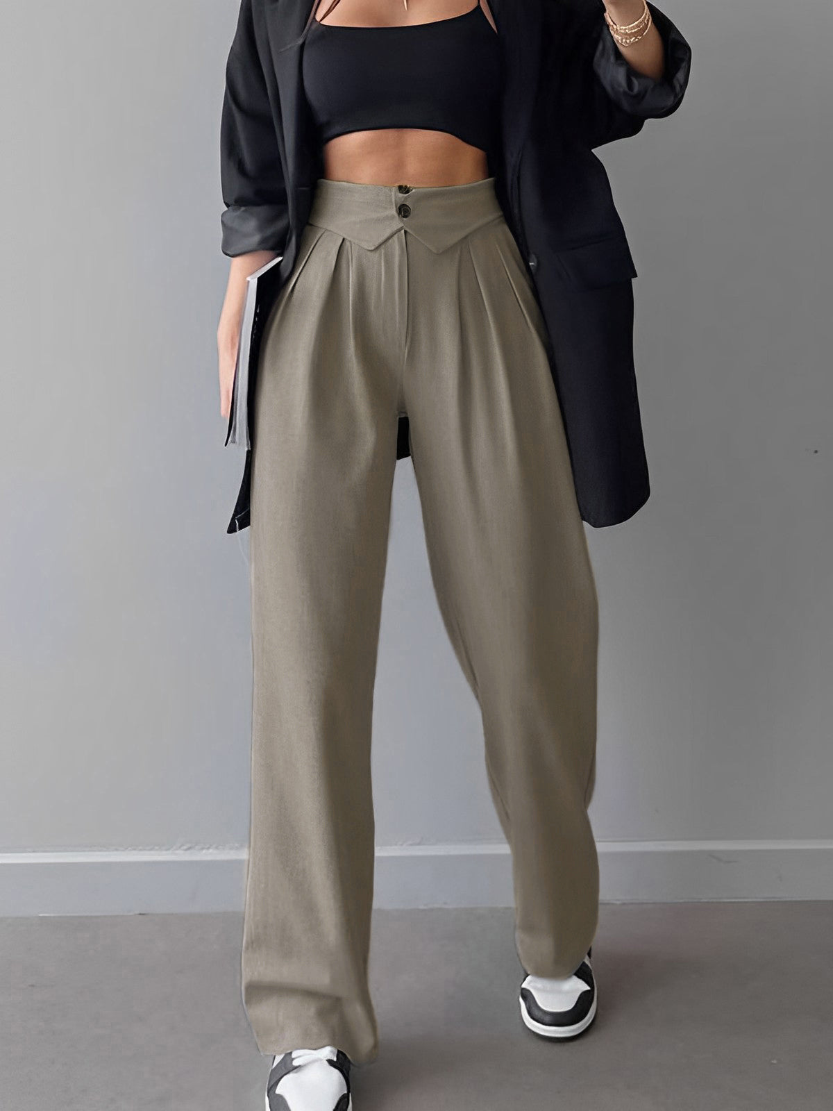 Hazel Street Fold-Waistband Trousers