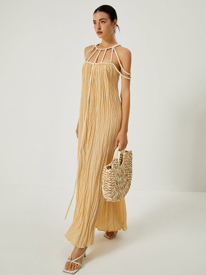 Elara Draped Halterneck Maxi Dress