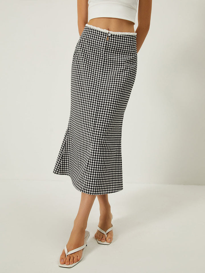 Sophia Plaid Print Mermaid Midi Skirt