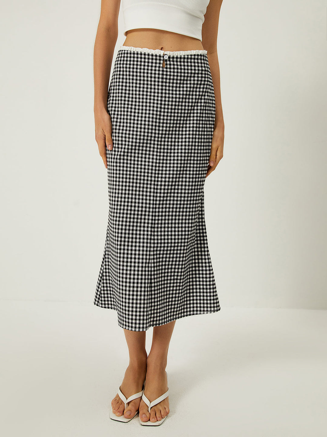 Sophia Plaid Print Mermaid Midi Skirt