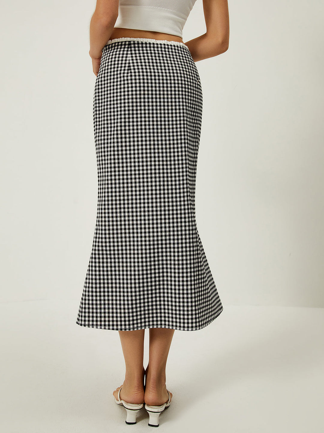 Sophia Plaid Print Mermaid Midi Skirt