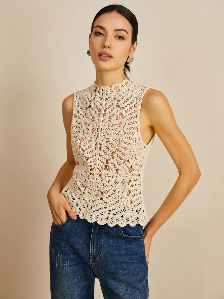 Lila Blossom Crochet Openwork Vest