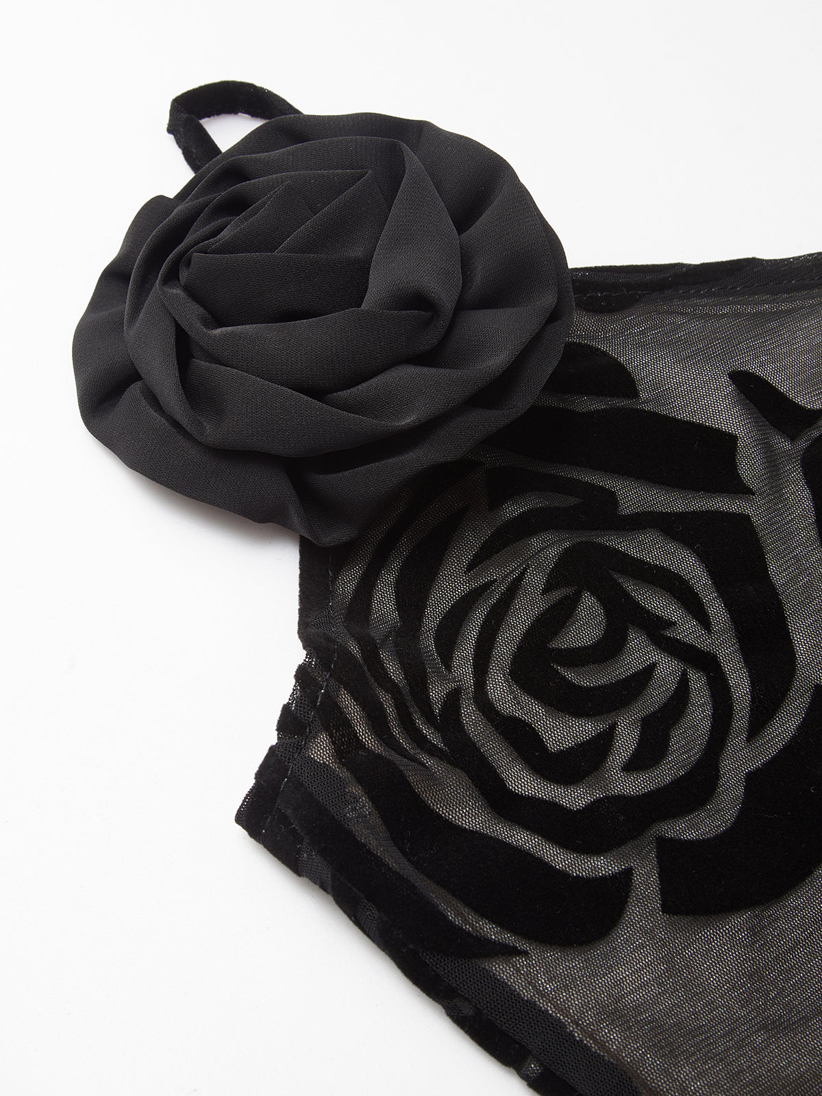 Sophia Black Jacquard Asymmetrical Gown