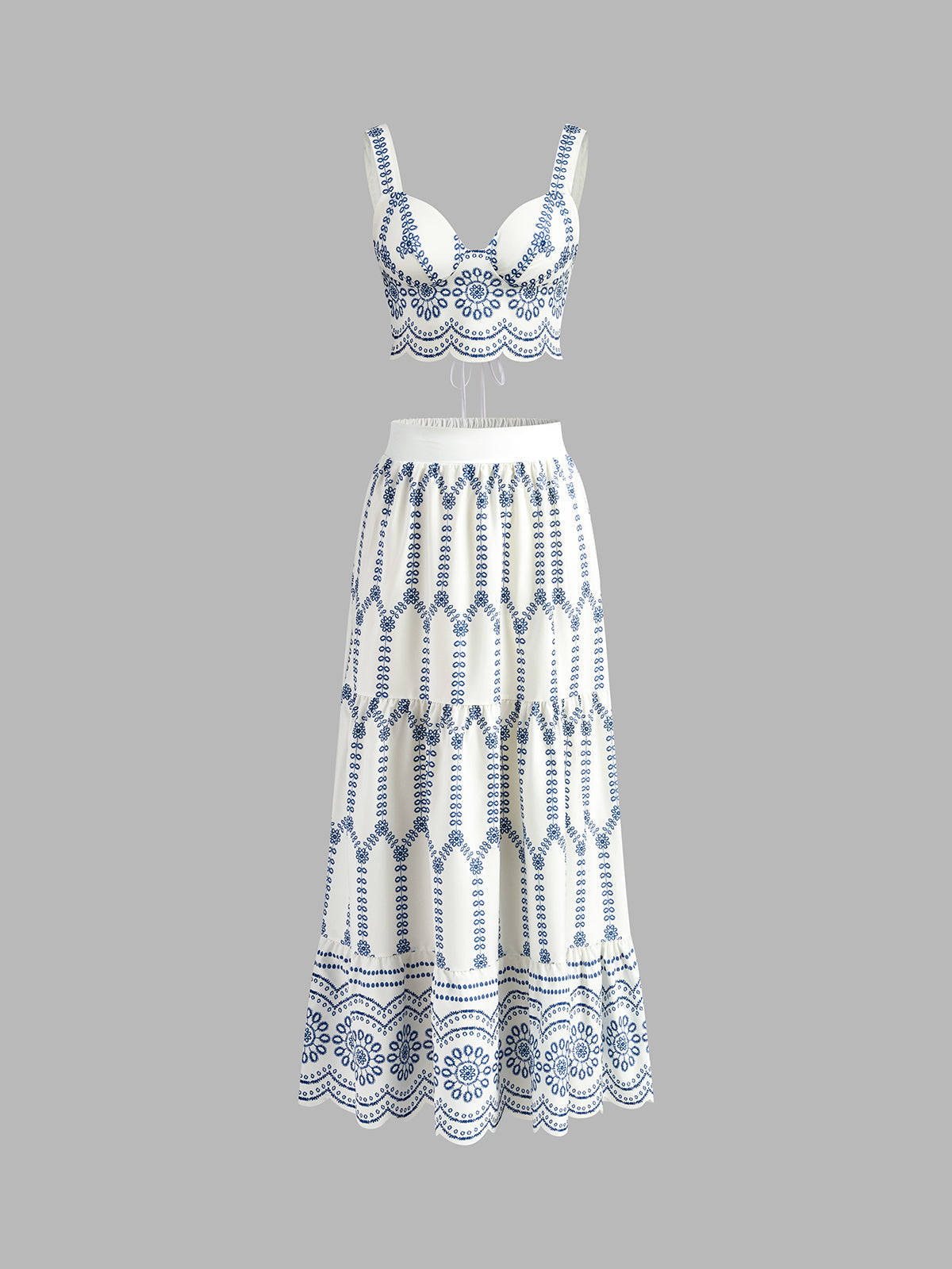 Zina Printed Sleeveless Tie Back Skirt Set