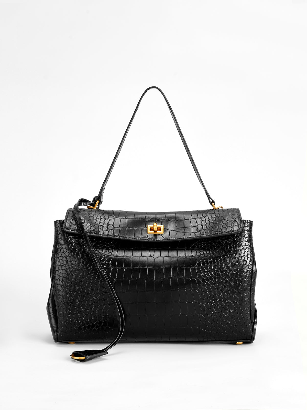 Sienna Leather Croc-Embossed Handbag