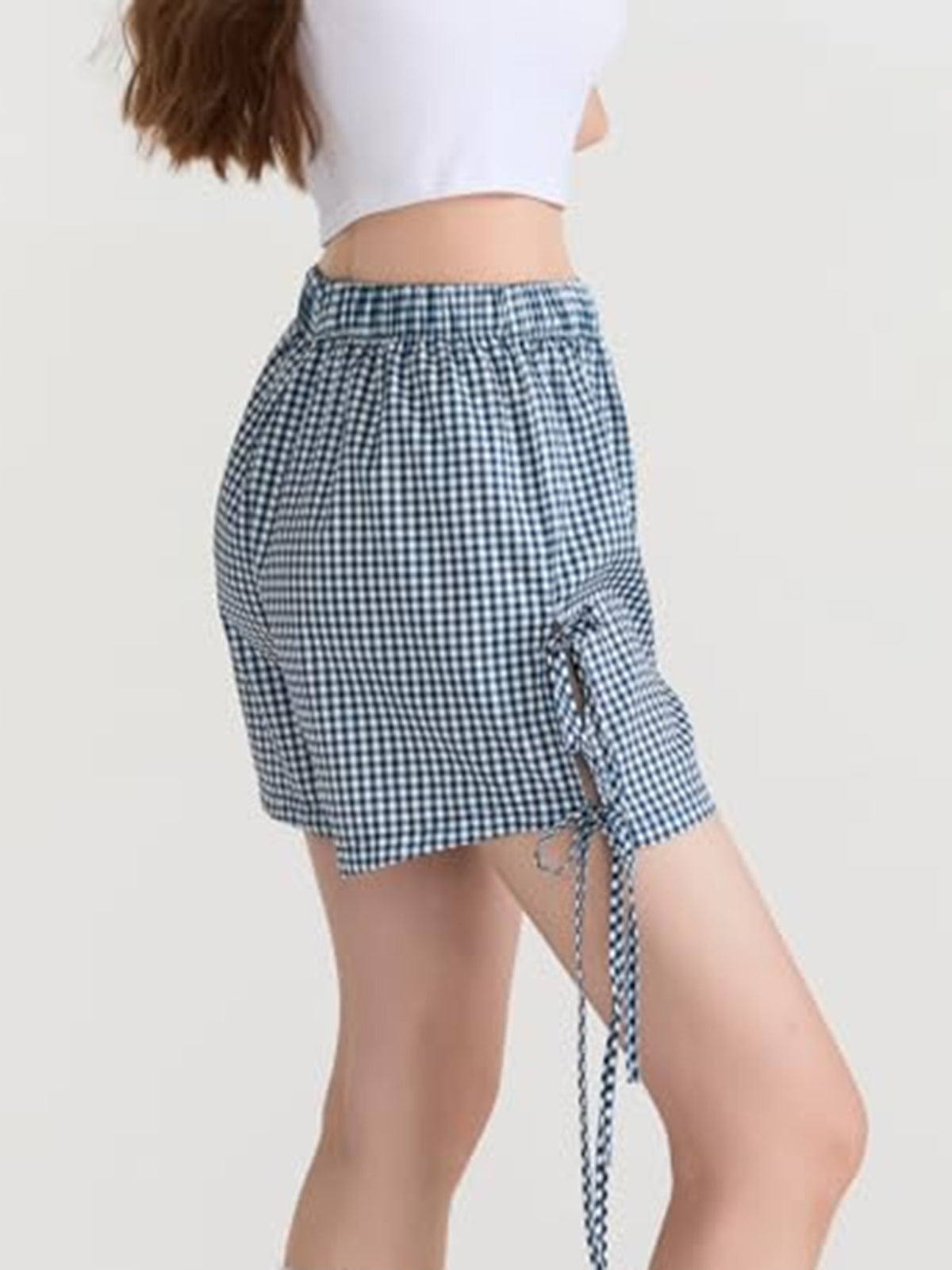 Lila Plaid Bow Tie Skirt