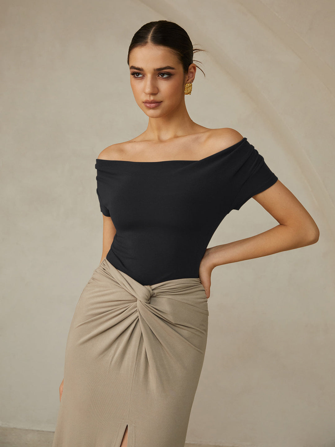 Sophia Off-Shoulder Pleated Blouse