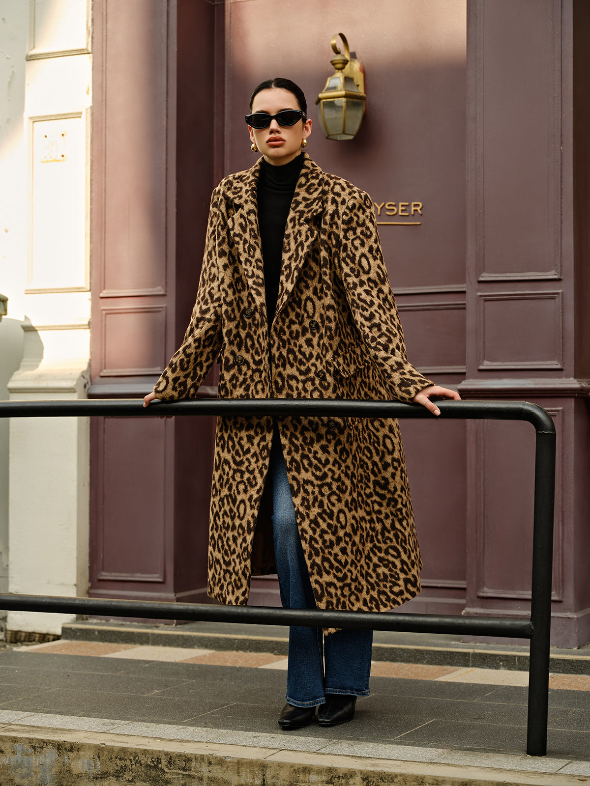 Lana Leopard Pocket Wool Coat