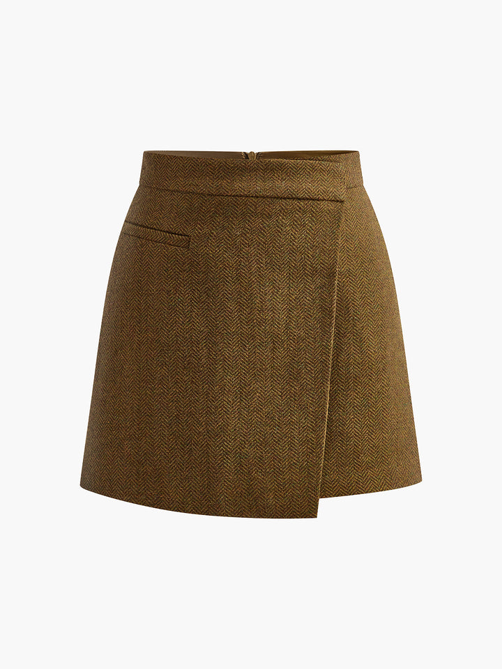 Emma Wool-Blend Zipper Wrap Skirt