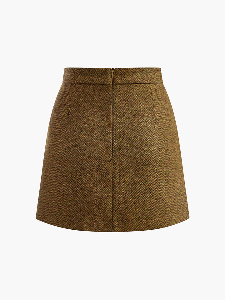 Emma Wool-Blend Zipper Wrap Skirt