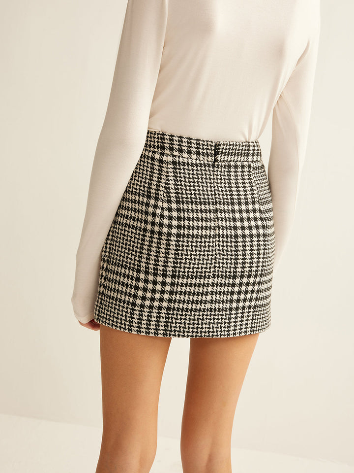 Ella Wool-Blend Checked Mini Skirt