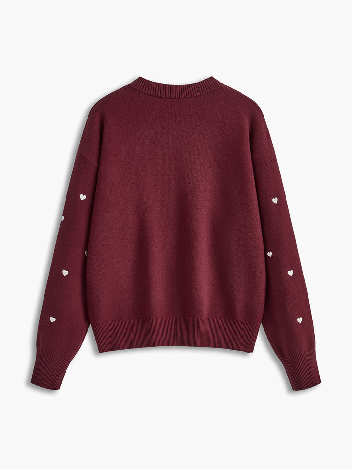 Amara Embroidered Heart Oversized Knit Sweater