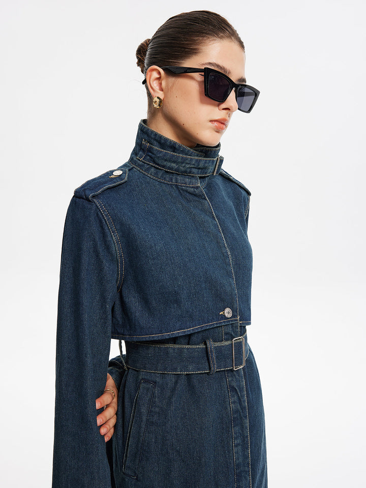 Vivara Belted Long Denim Coat