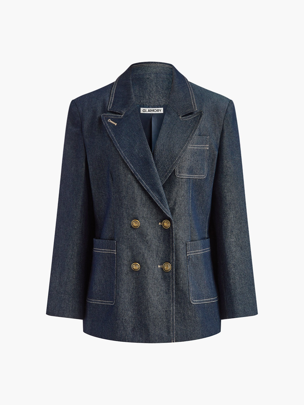 Isla Denim Lapel Structured Blazer