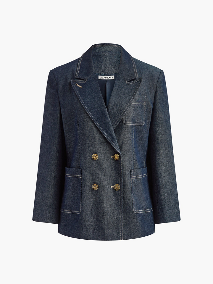 Clara Cotton Lapel Denim Blazer