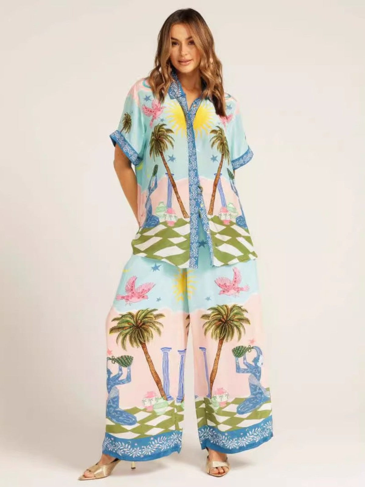Elara Tropical Print Two-Piece Set