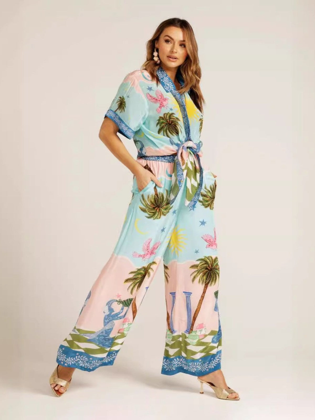 Elara Tropical Print Two-Piece Set