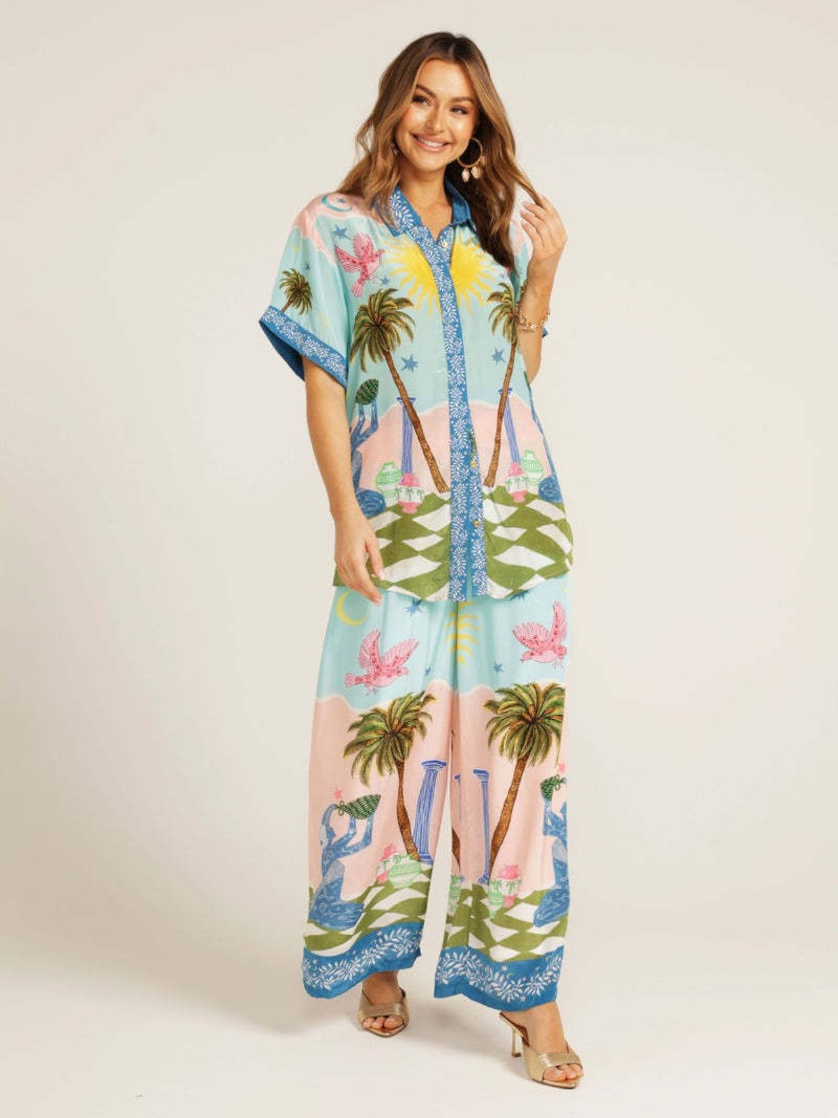 Elara Tropical Print Two-Piece Set