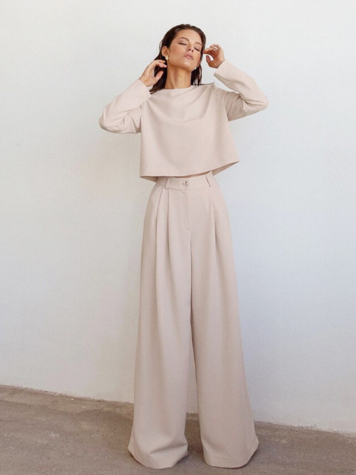 Lina Plain Two-Piece Palazzo Set