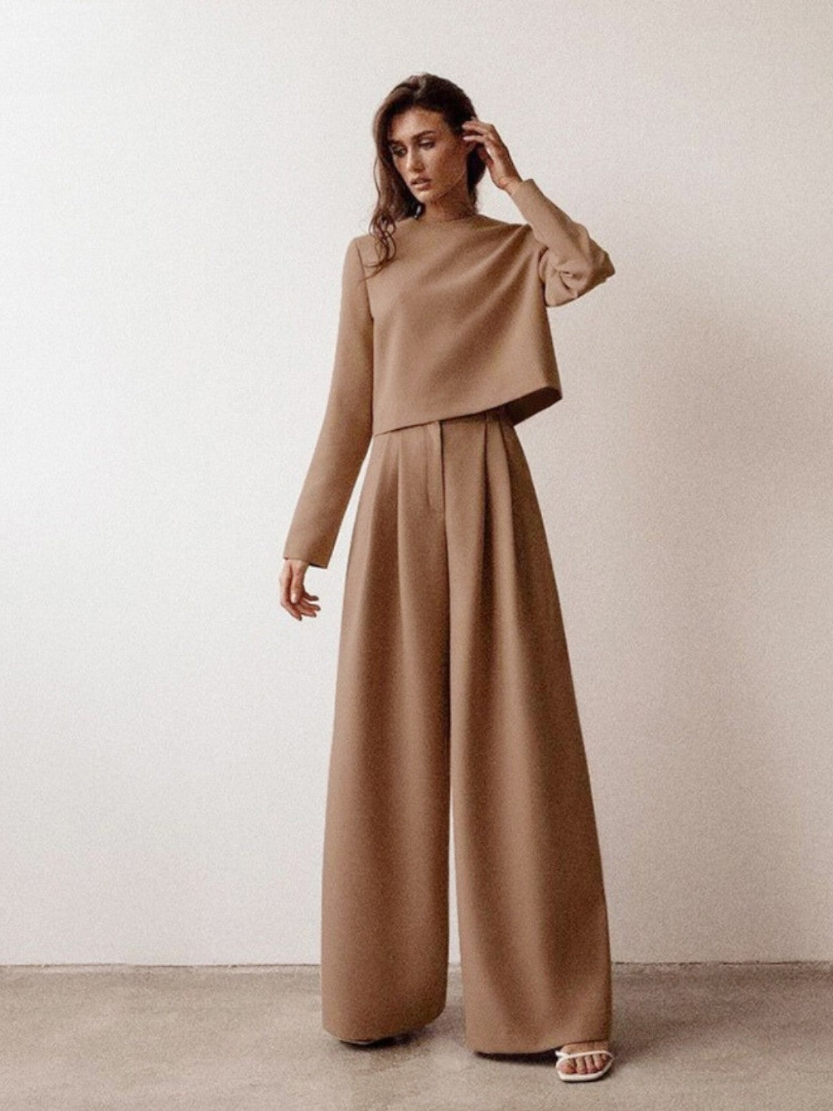 Lina Plain Two-Piece Palazzo Set