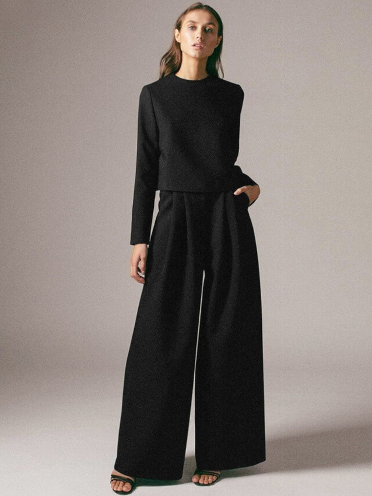 Lina Plain Two-Piece Palazzo Set