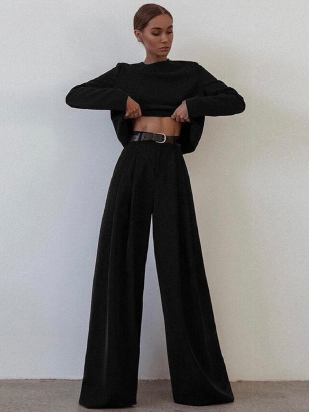 Lina Plain Two-Piece Palazzo Set