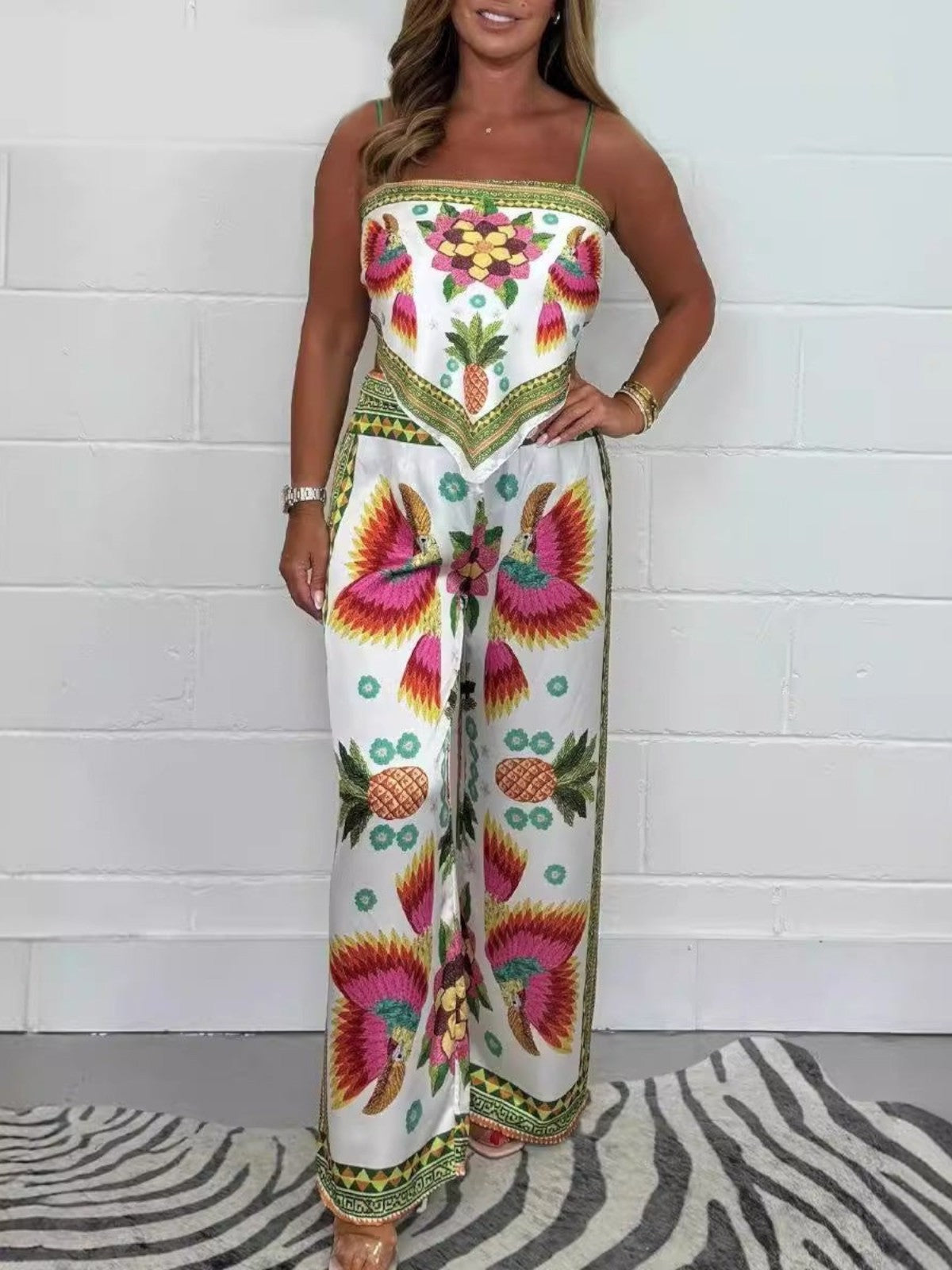 Elena Tropical Print Two-Piece Set