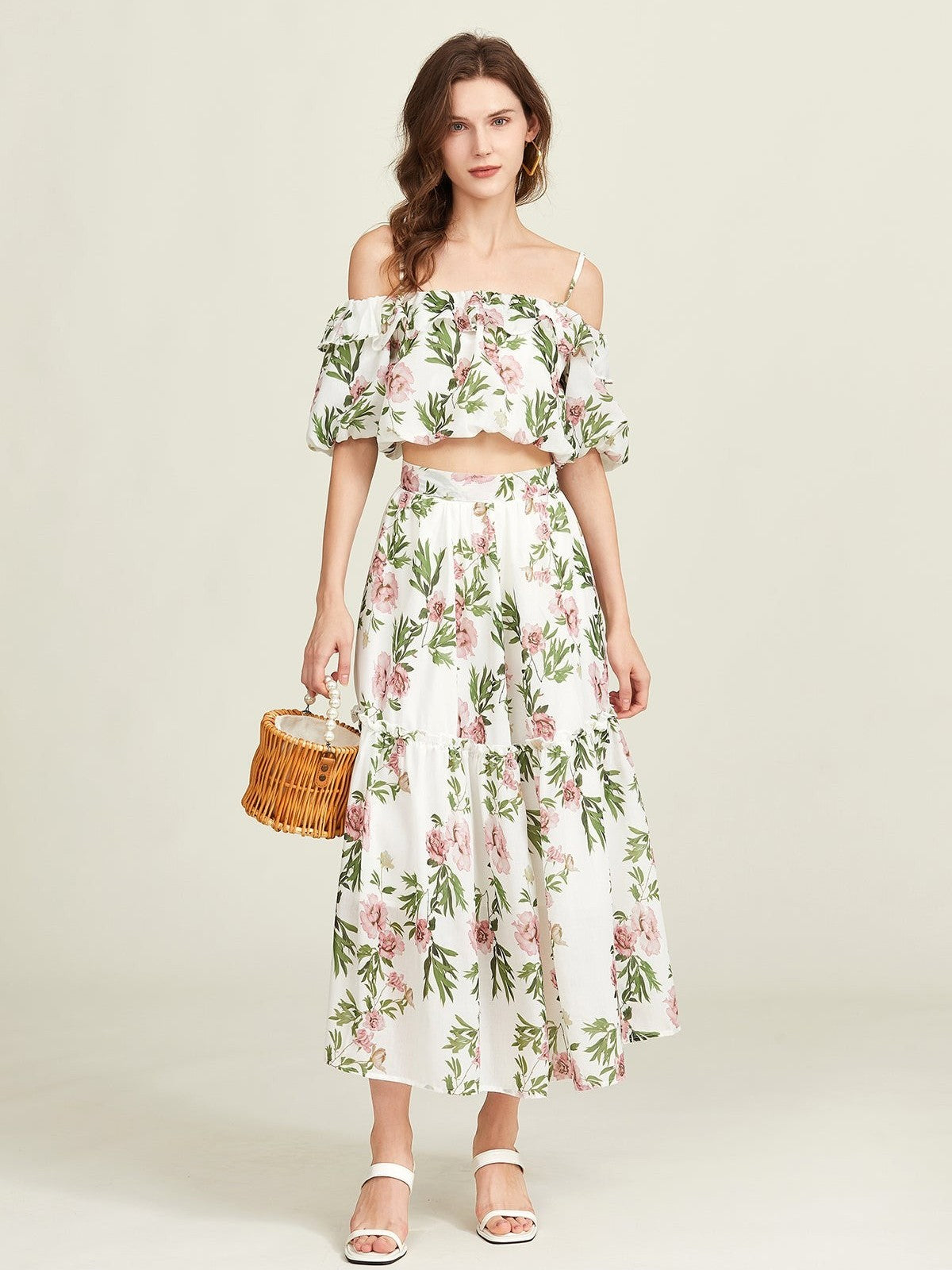 Elara Floral Off-Shoulder Two-Piece Set